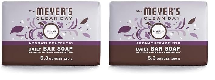 MRS. MEYER'S CLEAN DAY Bar Soap, Use as Body Wash or Hand Soap, Made with Essential Oils, Clementine_, 5.3 oz, 4 Bars
