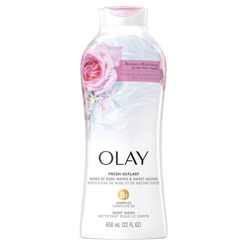 Olay Body Wash for Women, Fresh Radiance, Refreshing & Renewing, Made with Plant Based Cleansers, B3 Botanical Complex, For All Skin Types, Birch Water & Lavender Scent, 33 fl oz (Pack of 4)