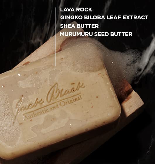 Jack Black Turbo Body Bar Scrubbing Soap - Exfoliating Bar Soap for Men, Mens Body Scrub with Lava Rock, Pack of 3