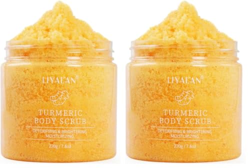 Liyalan Turmeric Body Scrub Moisturizing and Exfoliating Body, Face, Hand, Foot Scrub,Nourishes Skin,Deep Cleansing 7.8oz