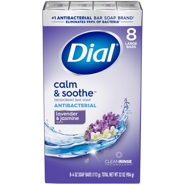 Dial Antibacterial Deodorant Bar Soap, Advanced Gold, 4 Oz, 32 Bars, Round the Clock Odor Protection, Dermatologist Tested, with Clean Rinse Technology