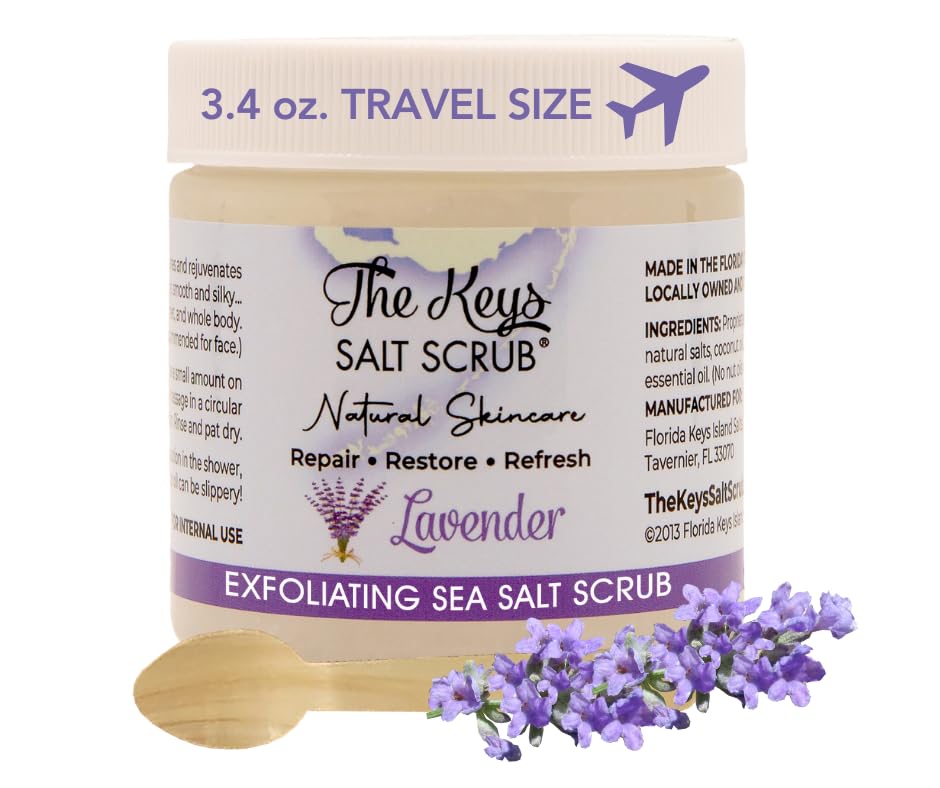 The Keys Salt Scrub -Sea Salt Scrub - Exfoliating Body Scrub with Wooden Spoon - Moisturizing Exfoliator for Hands, Foot, Bath, (12 Ounce (Pack of 1), Mango Coconut)