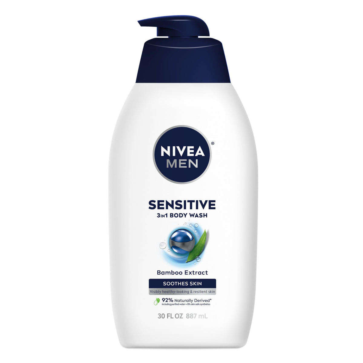NIVEA MEN Sensitive 3-in-1 Body Wash, Mulitpack, 3 x 16.9 FL OZ