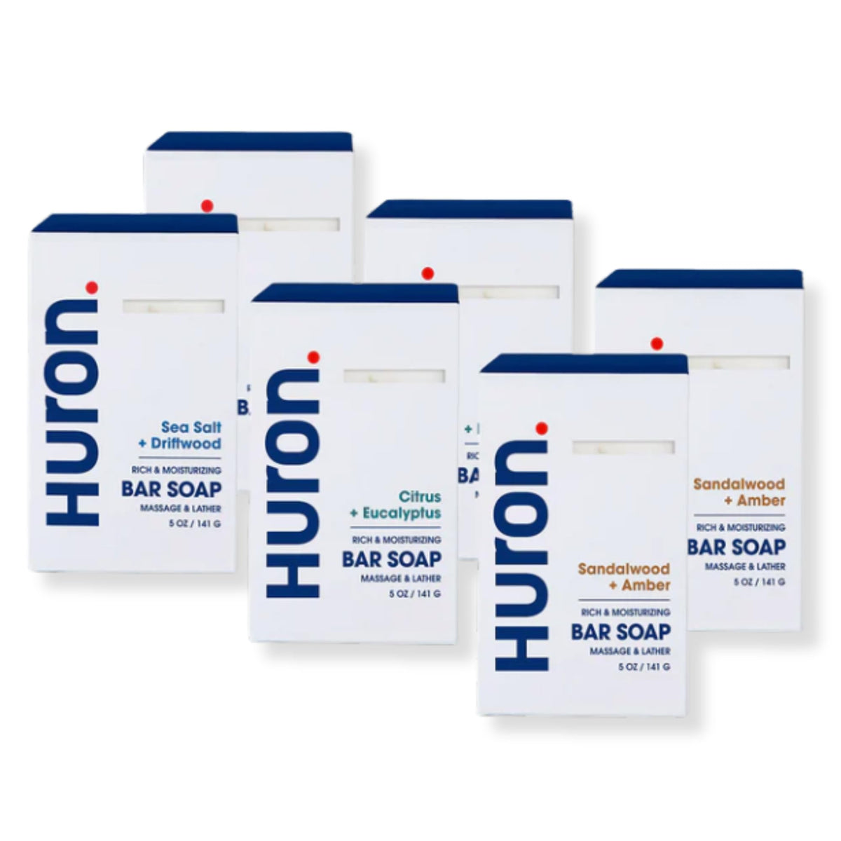 Huron Bar Soap: Citrus + Eucalyptus Scent; Non-Toxic; 3-pack (5 oz bars)