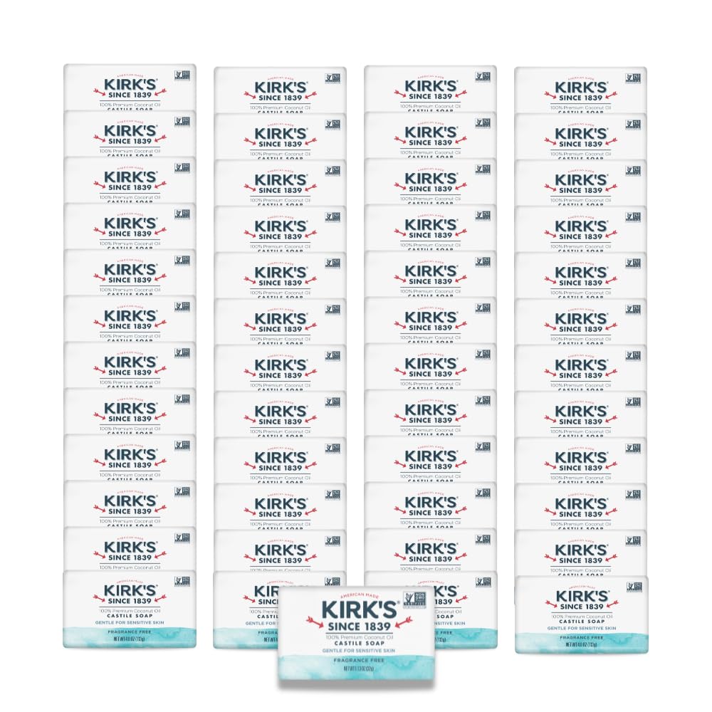 Kirk's Castile Bar Soap, Lavender & Vanilla - Clinically Tested, Safe for Sensitive Skin with Coconut Oil, Vegan and Non-GMO - 4 oz Bars, 6 Pack