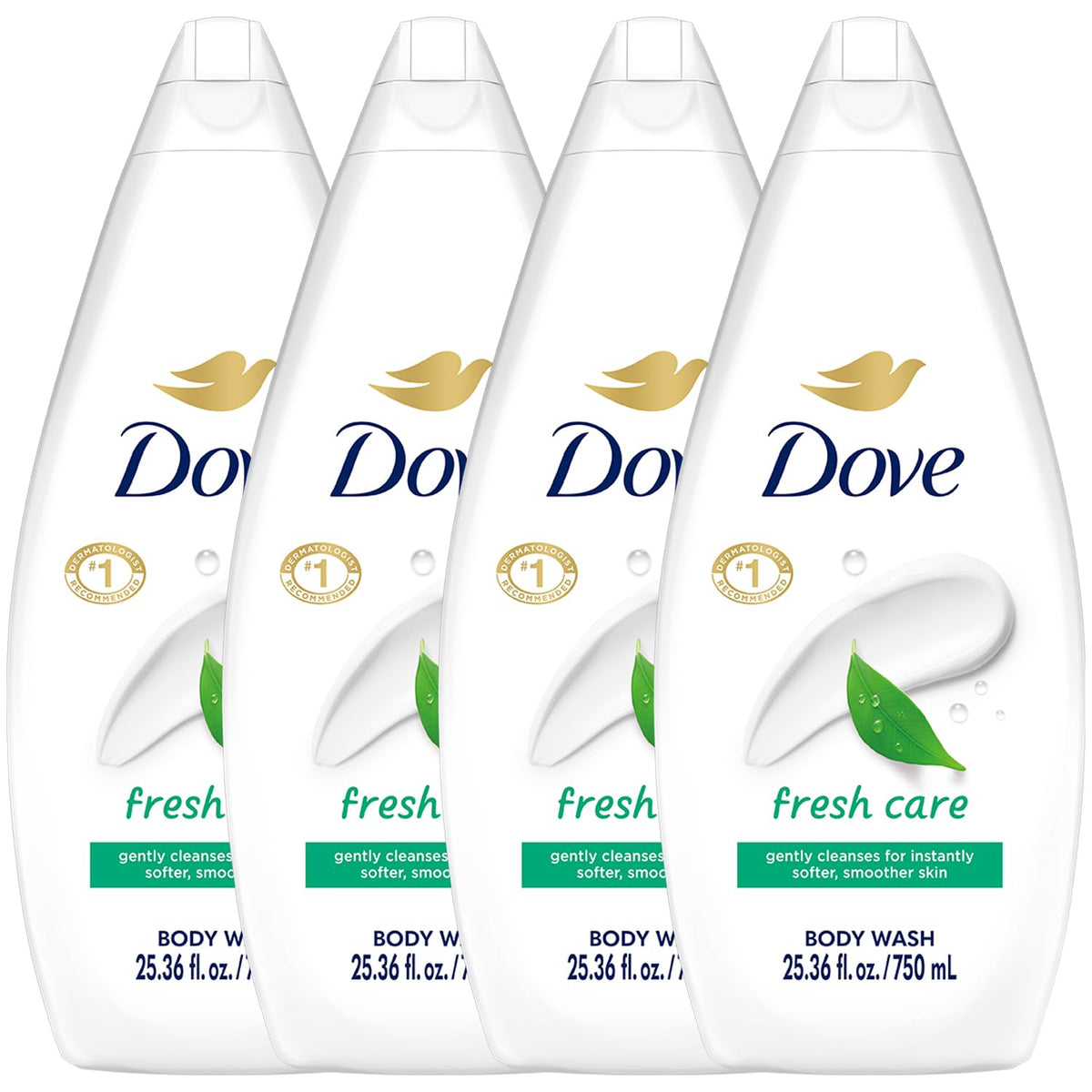 Dove Moisturizing Body Wash, Fresh Care, Value Size 4-Pack, 25.35 Fl Oz Ea