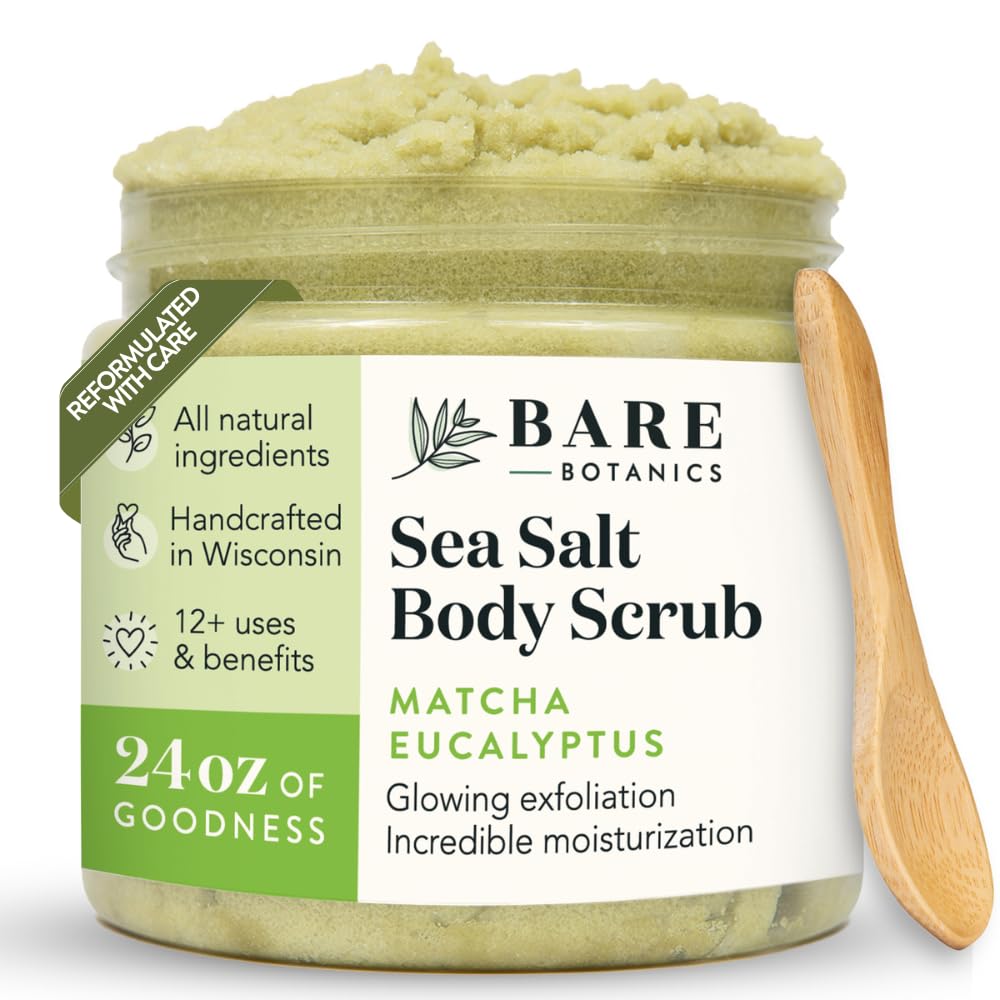 Bare Botanics 24oz Coconut Vanilla Sea Salt Body Scrub Natural Exfoliator