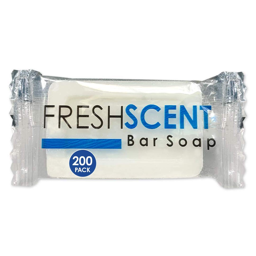 Freshscent 0.5 oz Bar Soap [100 Pack] Hotel Travel Size, Individually Wrapped, Vegetable Based, Bulk Amenities and Toiletries for Hospitality