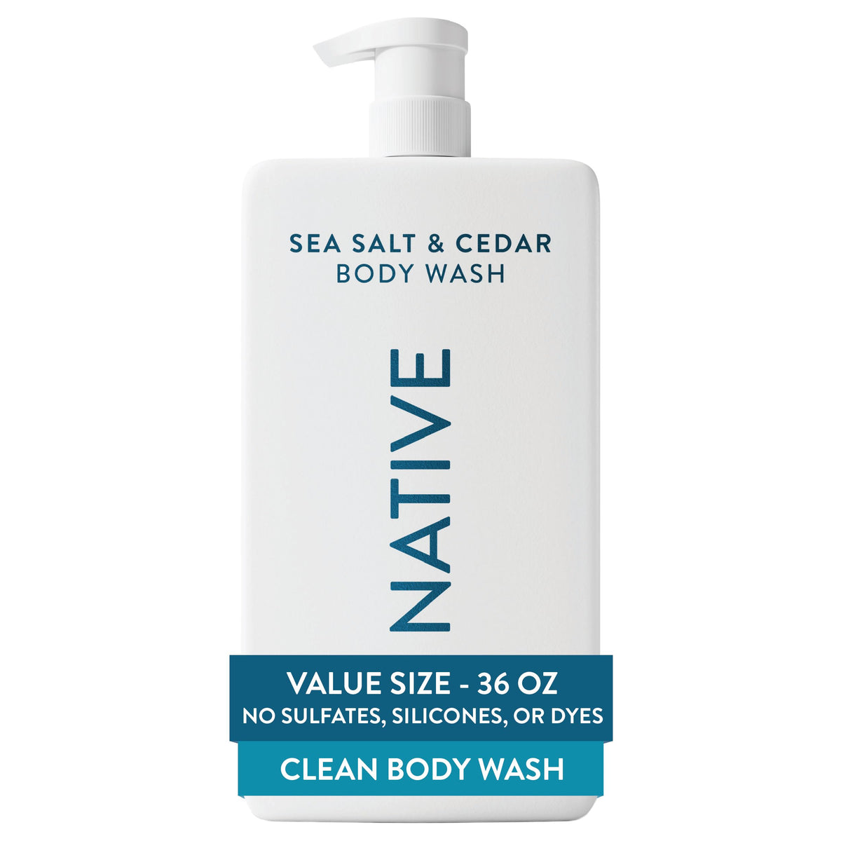 Native Clean Body Wash, Gentle & pH-balanced for Sensitive Skin, 24-Hr Freshness for Women & Men, Vegan & Cruelty-Free, Free of Sulfates, Parabens & Phthalates, Coconut & Vanilla, 36 oz