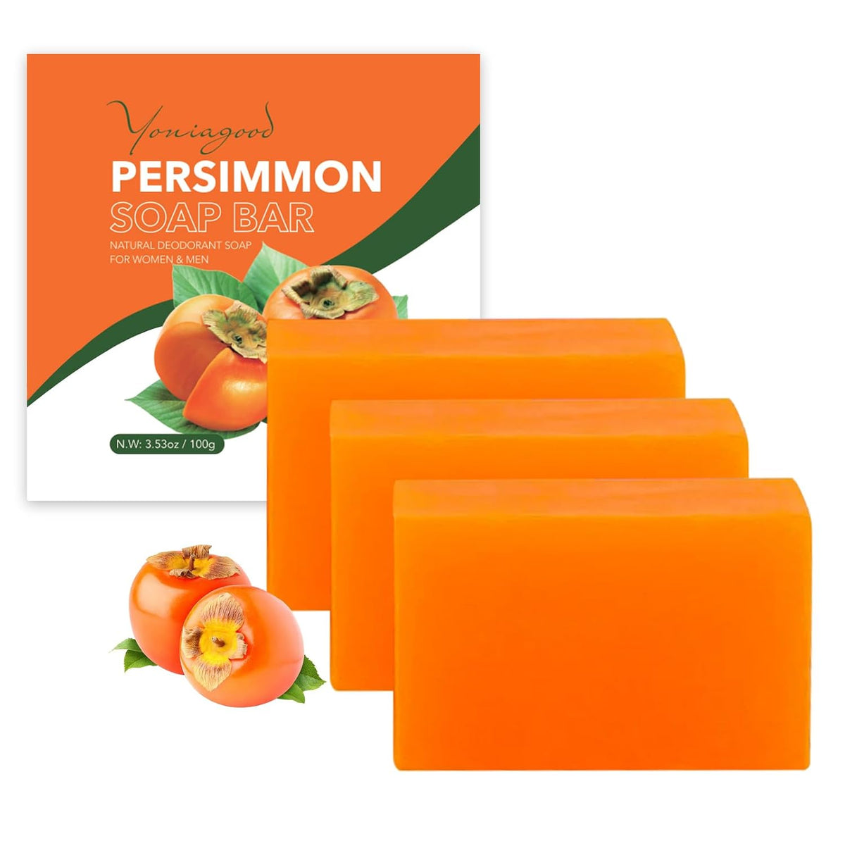 yoniagood 3 PCS Persimmon Soap for Body Odor Control, Old People Smell