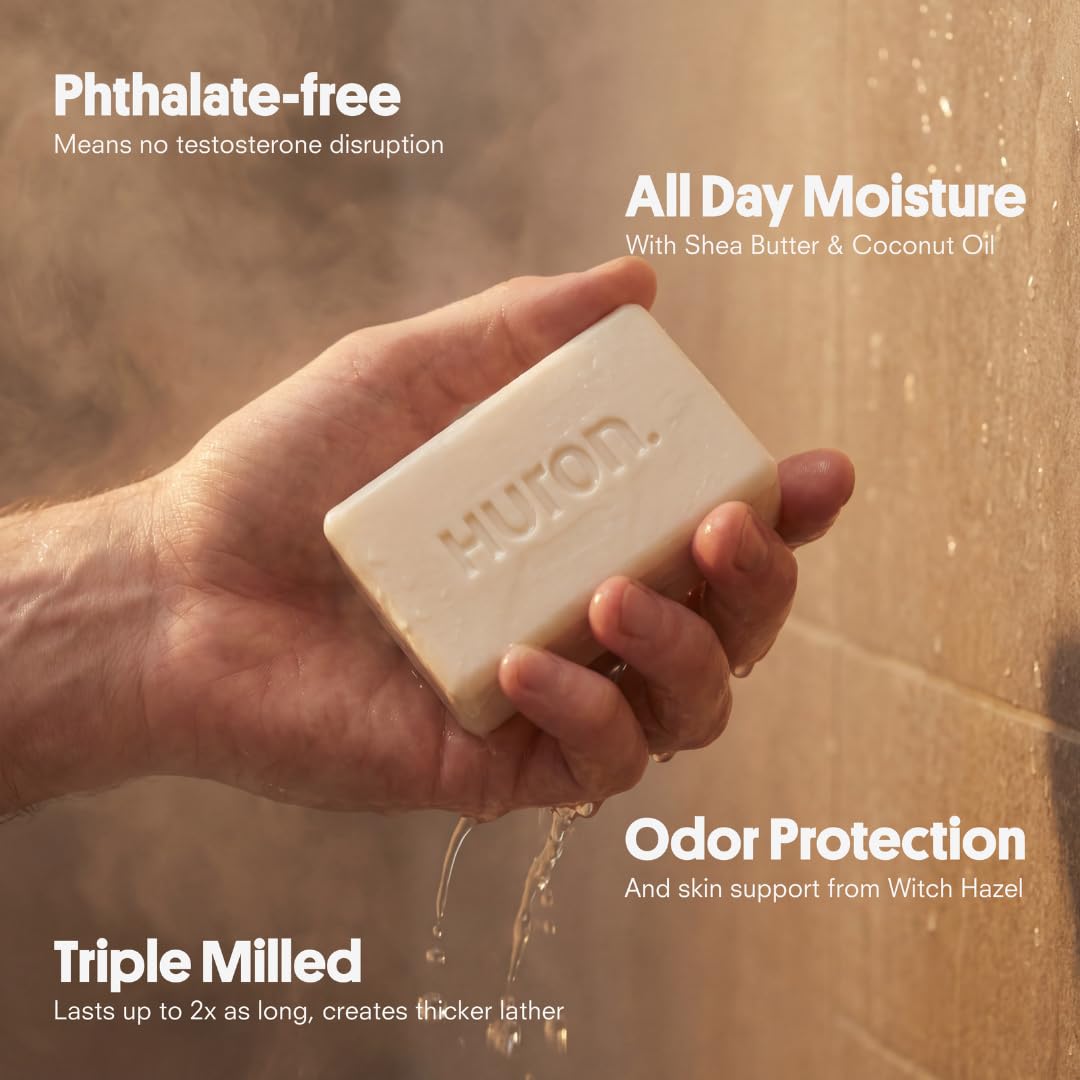 Huron Bar Soap: Citrus + Eucalyptus Scent; Non-Toxic; 3-pack (5 oz bars)