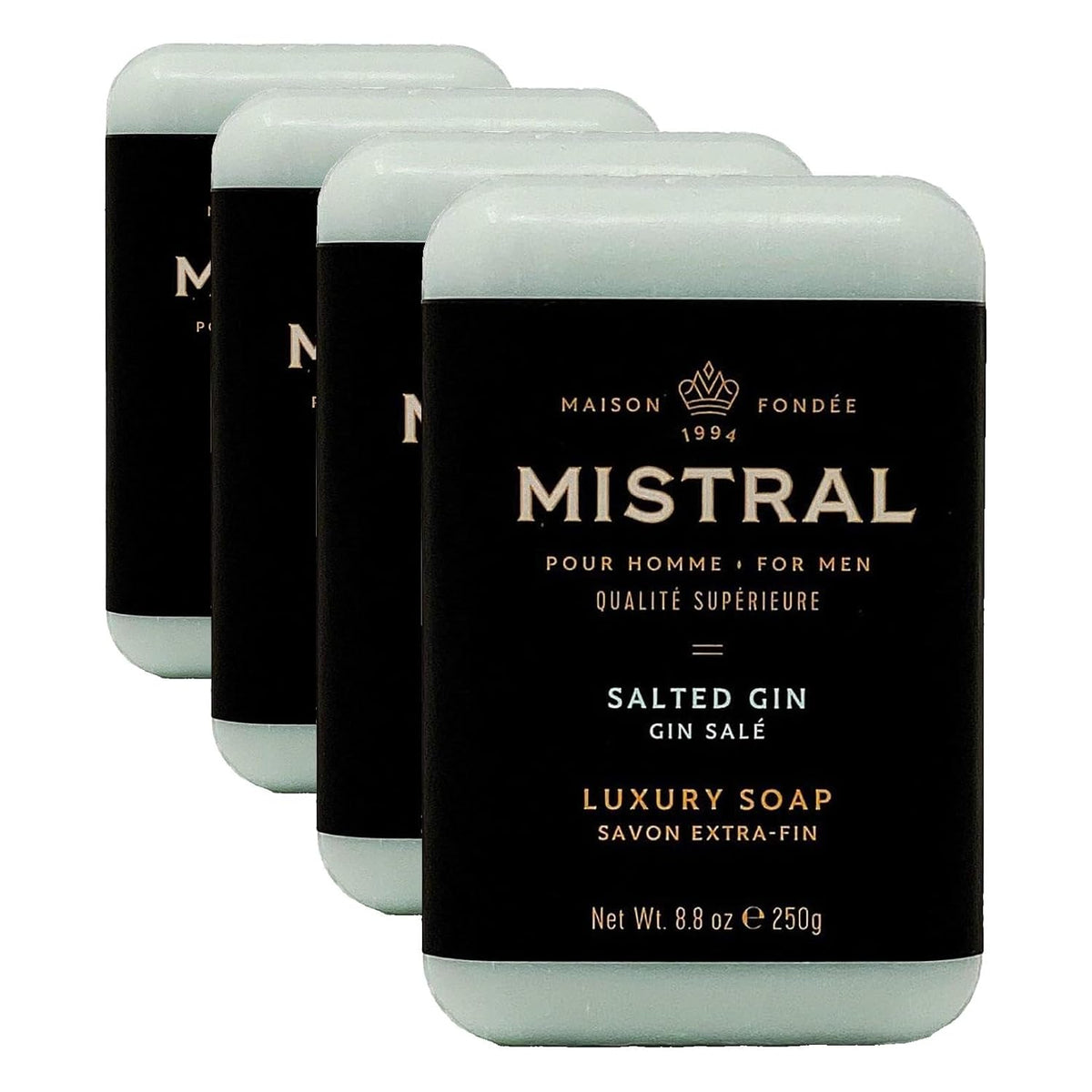 Mistral Men’s Luxury Bar Soap for Men, Classics Gift Set (4 x 8.8 oz)