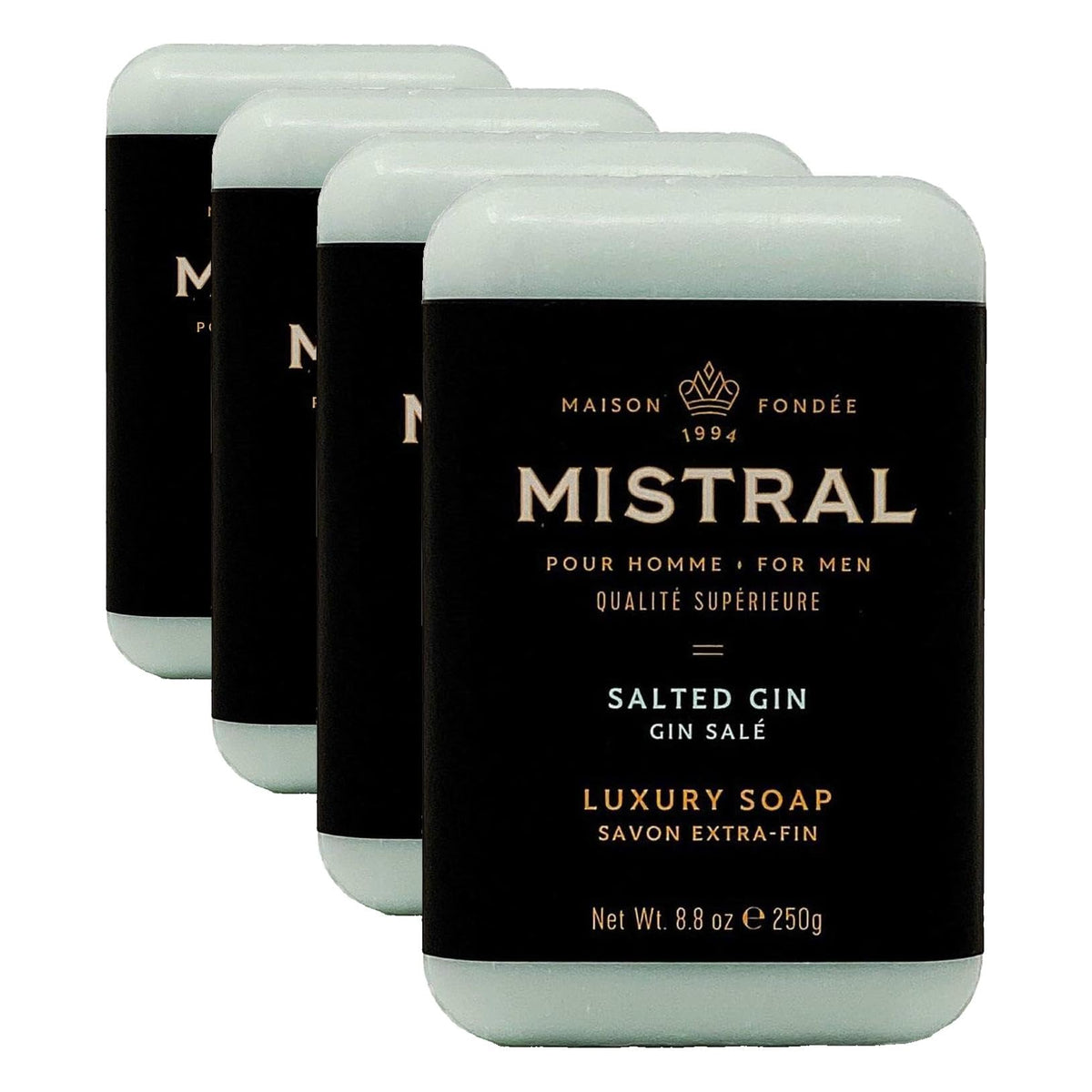 Mistral Men’s Luxury Bar Soap for Men, Classics Gift Set (4 x 8.8 oz)