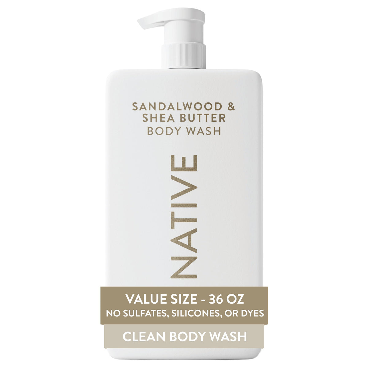 Native Clean Body Wash, Gentle & pH-balanced for Sensitive Skin, 24-Hr Freshness for Women & Men, Vegan & Cruelty-Free, Free of Sulfates, Parabens & Phthalates, Coconut & Vanilla, 36 oz