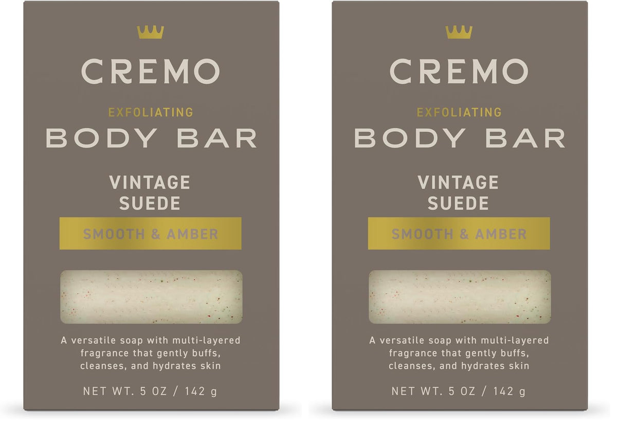 Cremo Exfoliating Body Bar Soap for Men, Bourbon & Oak Scent, 5 oz