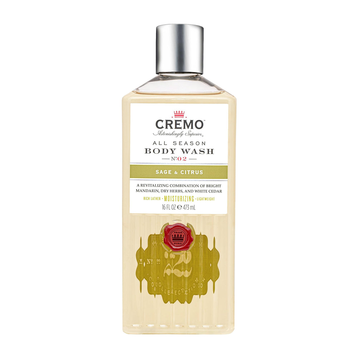 Cremo Body Wash for Men, Italian Bergamot, 16 Fl Oz