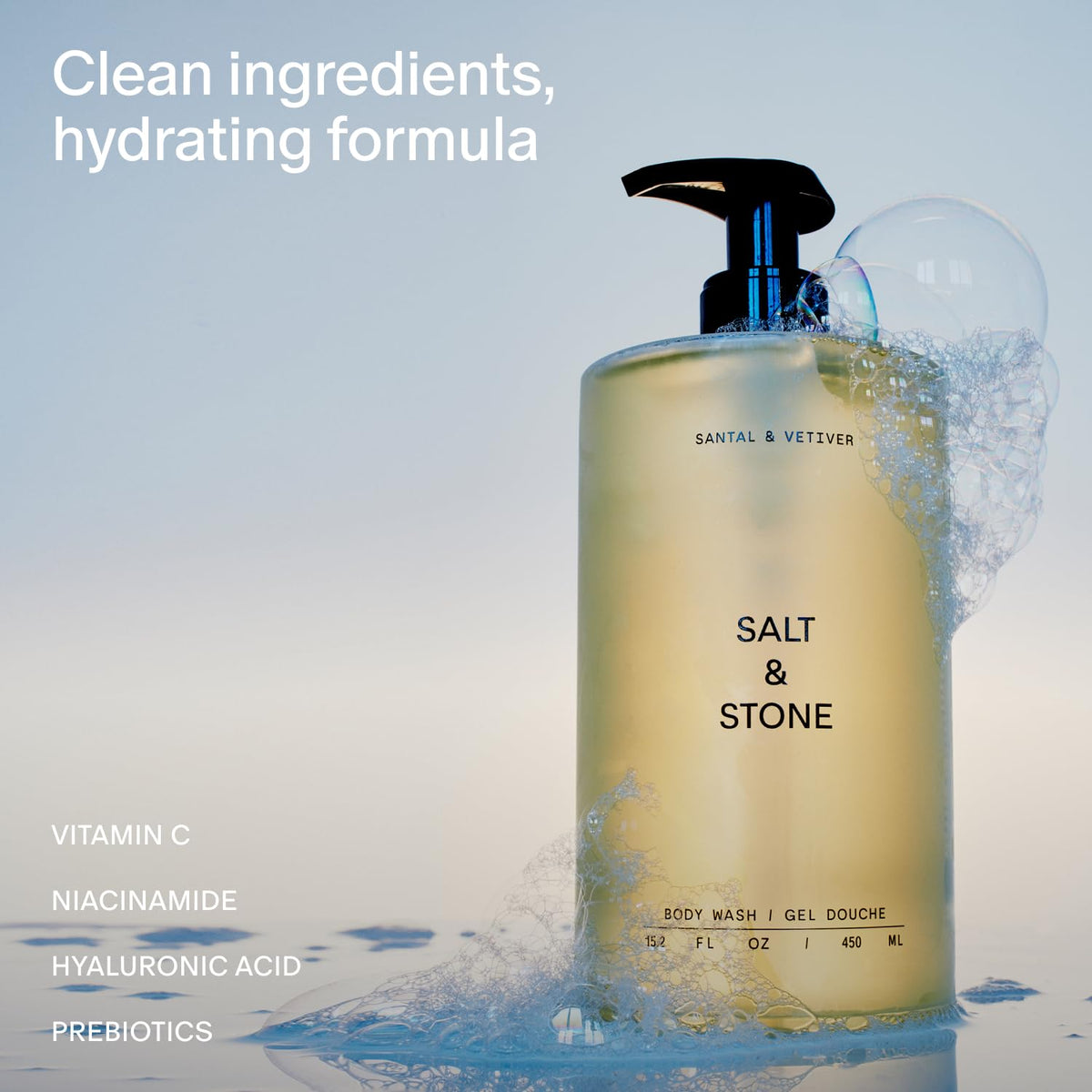 Salt & Stone Body Wash for Women & Men, Santal & Vetiver 15.2 fl oz