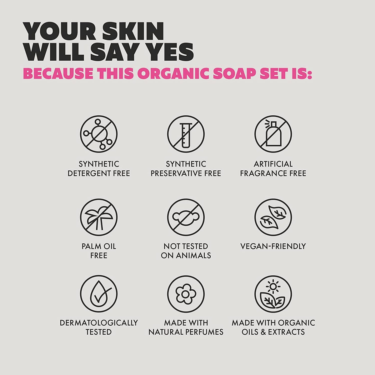 Skin Said Yes Organic Soap Bar (Pack of 8) - Natural Soap Made in Greece | Tripple Milled | Nuorishing Shea Butter, Olive Oil, Lavander and Sandalwood, Aloe Vera & Cucumber Extract