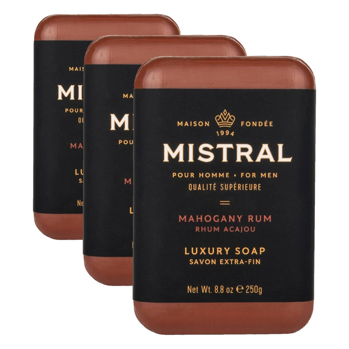 Mistral Men’s Luxury Bar Soap for Men, Classics Gift Set (4 x 8.8 oz)