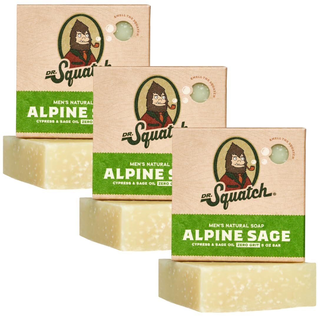 Dr. Squatch Natural Men’s Bar Soap - Cold Process Body Soap Bar with Natural Oils - Gifts for Men - Bay Rum (5 oz, 3-Pack)