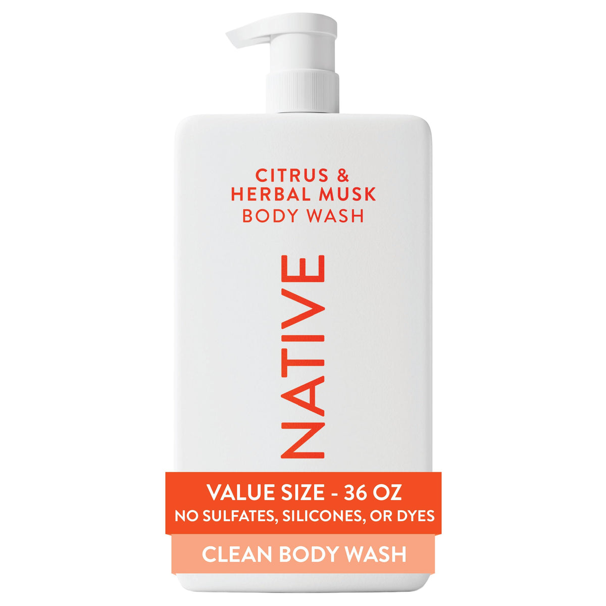 Native Clean Body Wash, Gentle & pH-balanced for Sensitive Skin, 24-Hr Freshness for Women & Men, Vegan & Cruelty-Free, Free of Sulfates, Parabens & Phthalates, Eucalyptus & Mint, 36 oz