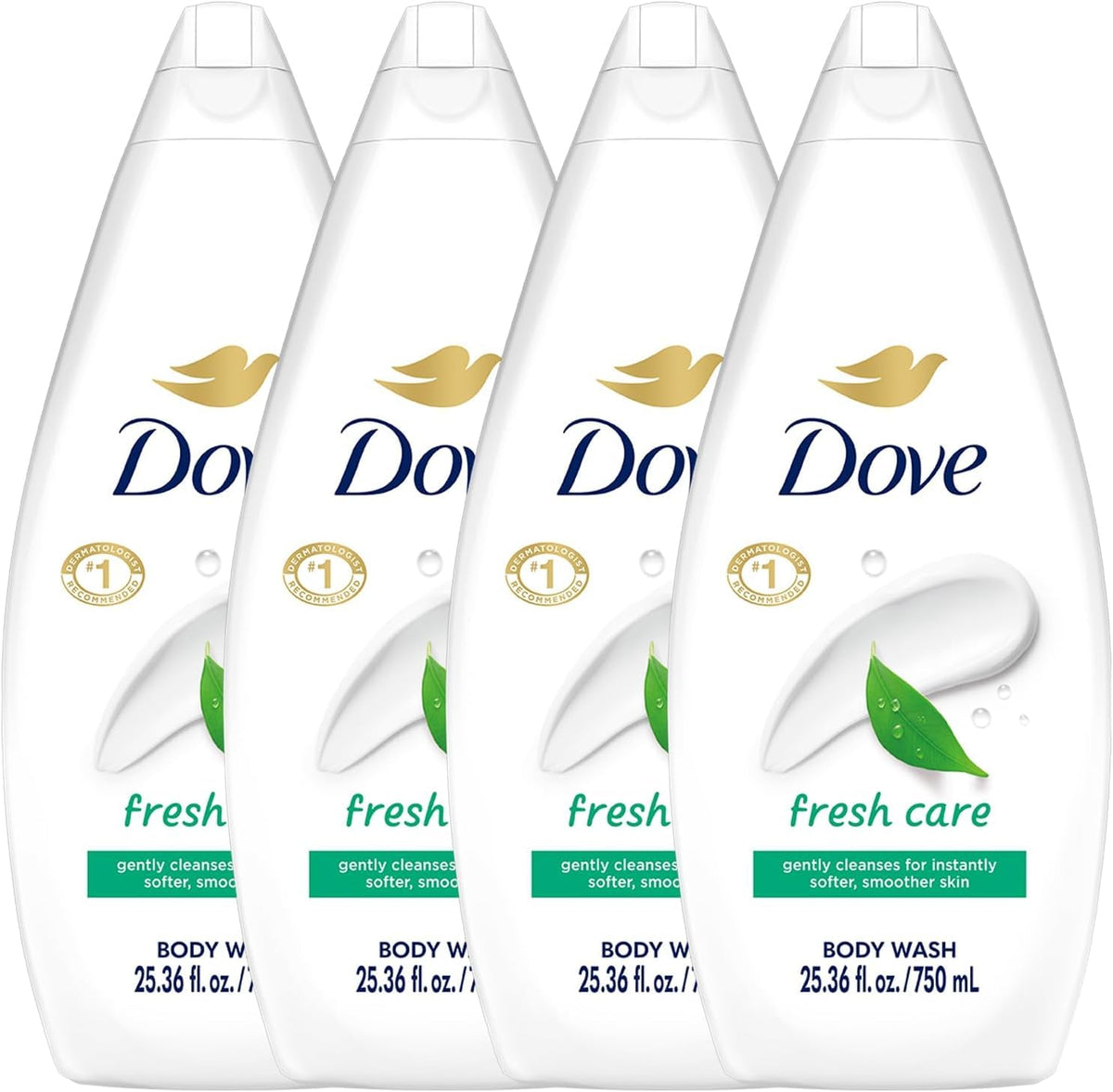 Dove Moisturizing Body Wash, Fresh Care, Value Size 4-Pack, 25.35 Fl Oz Ea