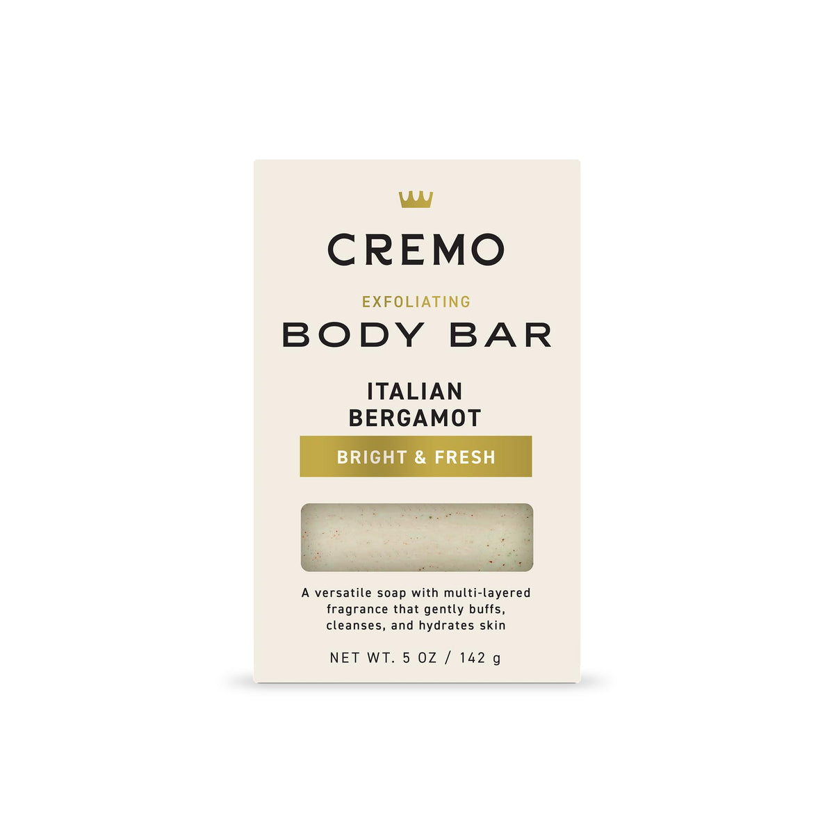 Cremo Exfoliating Body Bar Soap for Men, Bourbon & Oak Scent, 5 oz