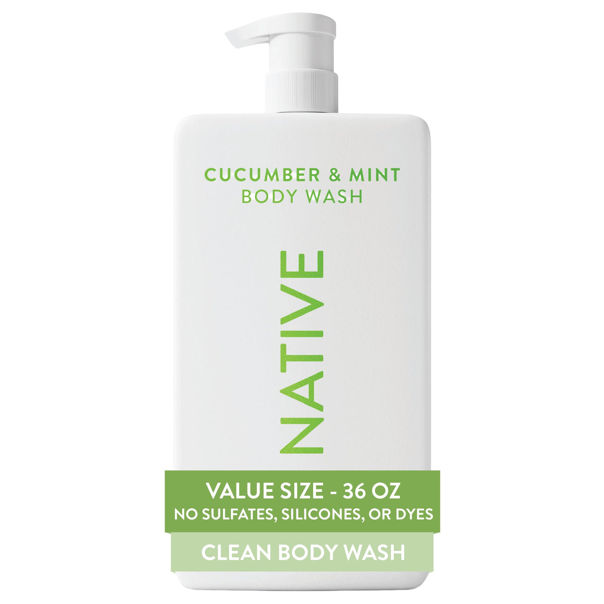 Native Clean Body Wash, Gentle & pH-balanced for Sensitive Skin, 24-Hr Freshness for Women & Men, Vegan & Cruelty-Free, Free of Sulfates, Parabens & Phthalates, Coconut & Vanilla, 36 oz