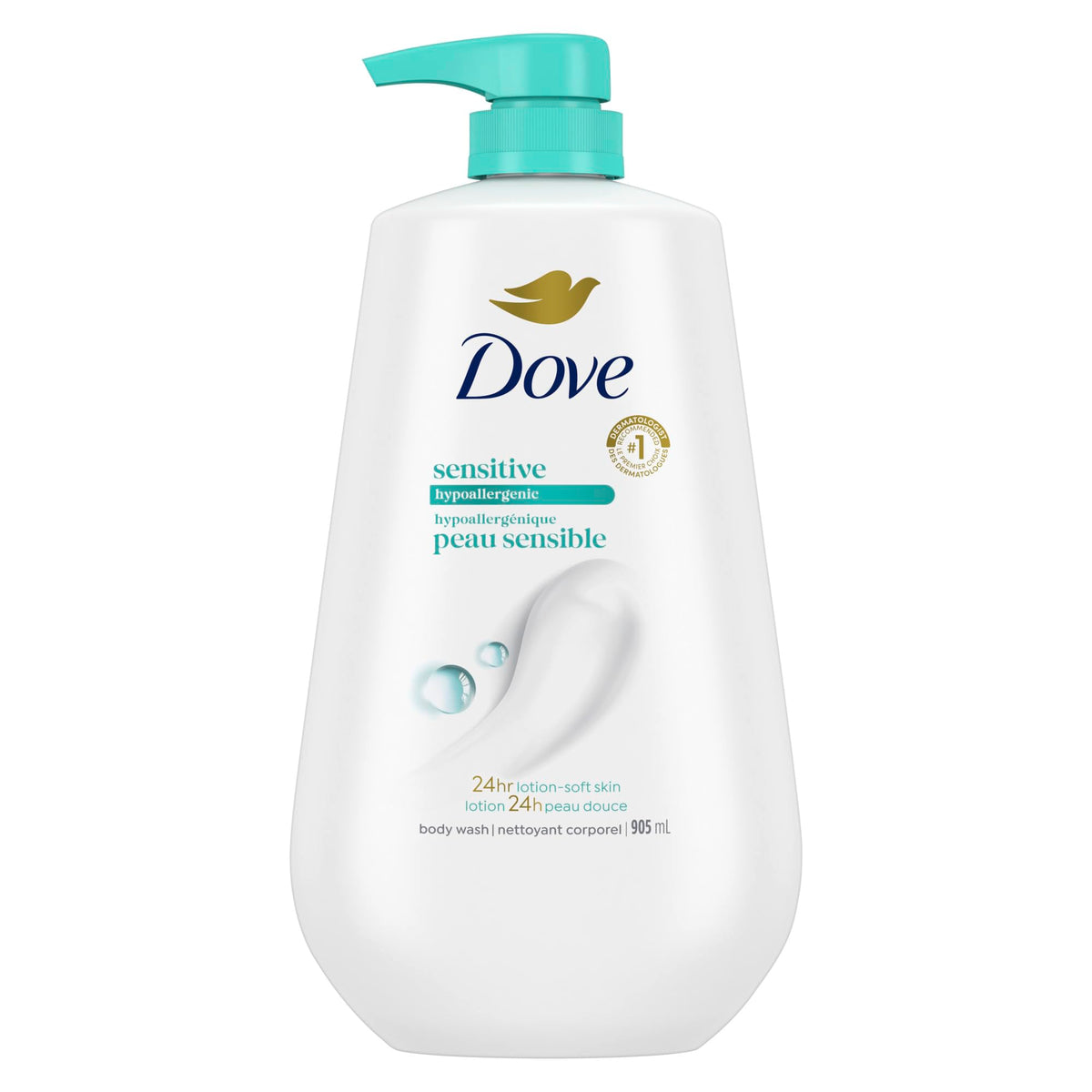 Dove Body Wash Sensitive Skin 30.6 oz Pump 3 Pack, Sulfate Free