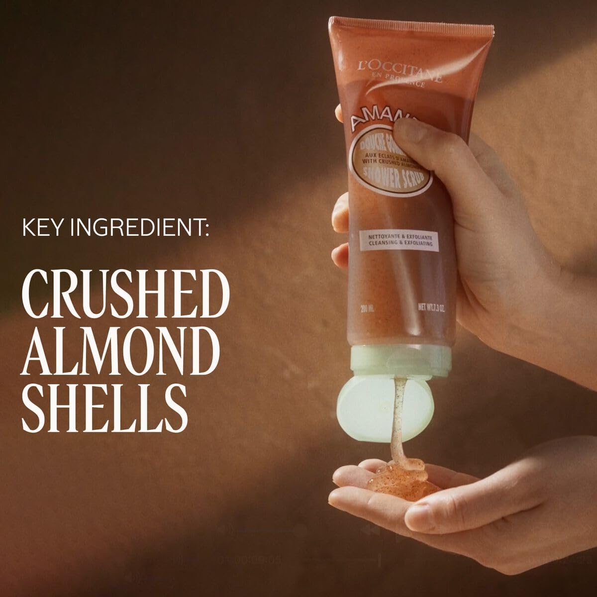 L'Occitane Almond Shower Scrub, 2-In-1 Exfoliating Body Wash, Vegan Care