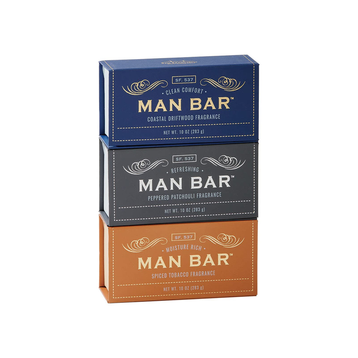 San Francisco Soap Company Man Bar 3-Piece Gift Set - No Harmful Chemicals - Good for all Skin Types - Made in the USA