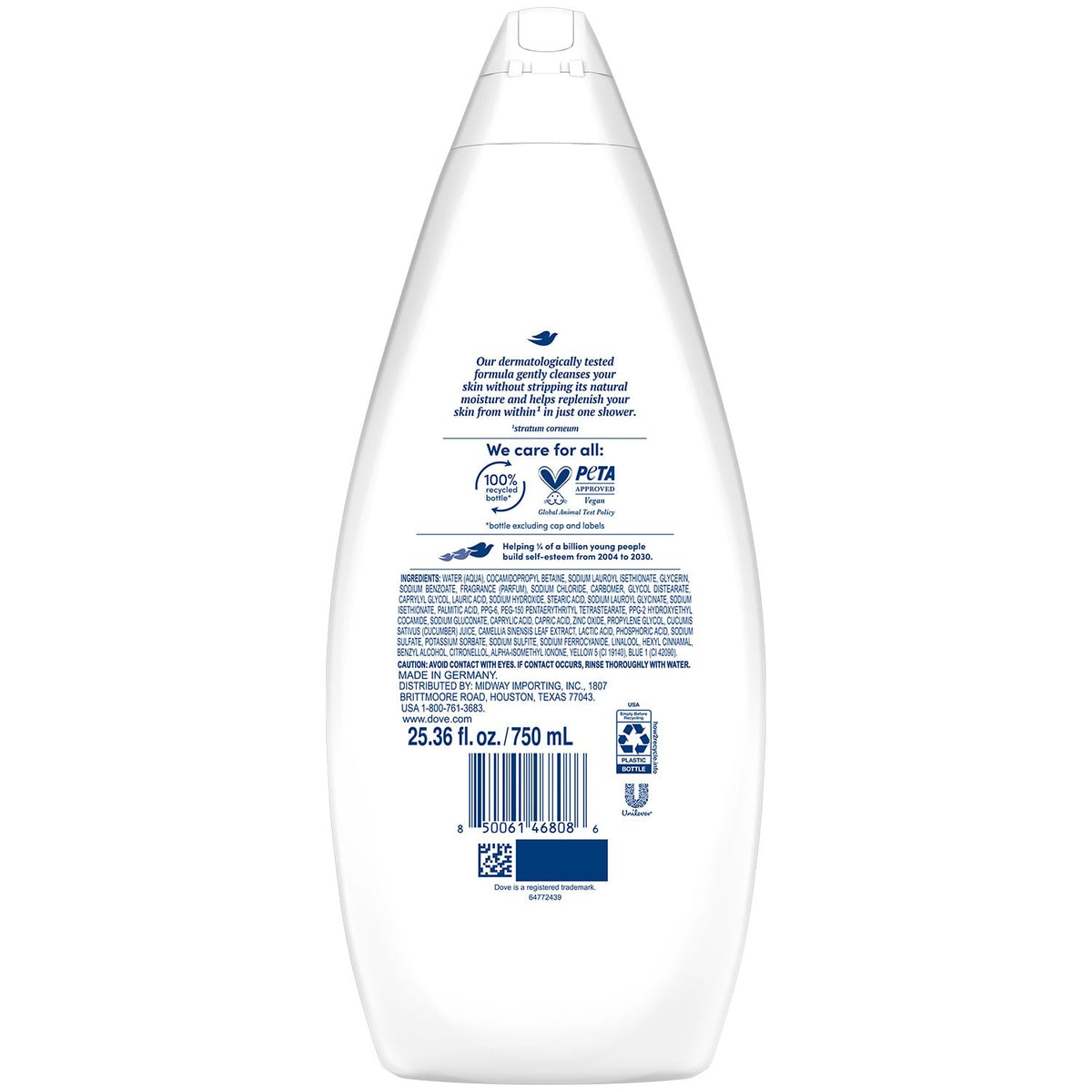 Dove Moisturizing Body Wash, Fresh Care, Value Size 4-Pack, 25.35 Fl Oz Ea