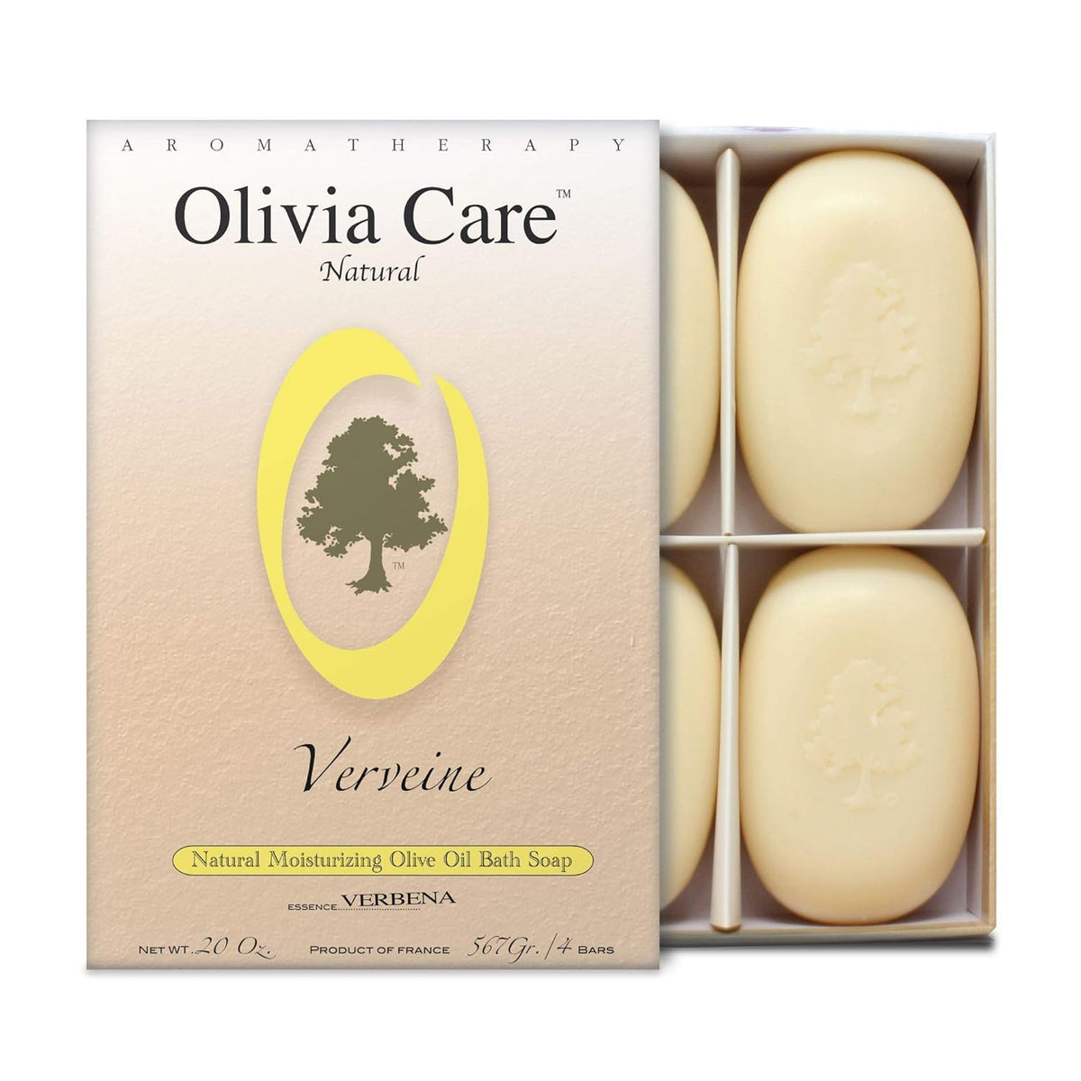Olivia Care Lavender Bar Soap-4 pack box set - 100% Natural Ingredients, Organic, Vegan - For Face & Body, Cold-pressed Triple-Milled, Hydrating, Moisturizing, Infused Calcium & Vitamins - 4 X 5 oz