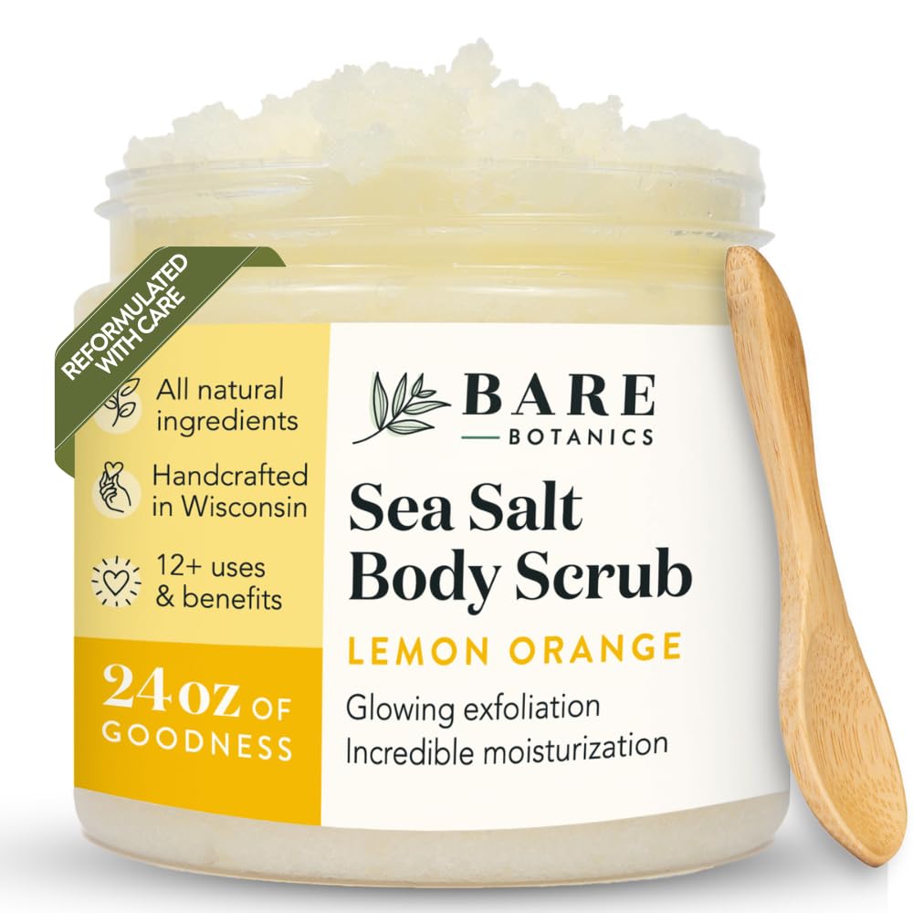Bare Botanics 24oz Coconut Vanilla Sea Salt Body Scrub Natural Exfoliator