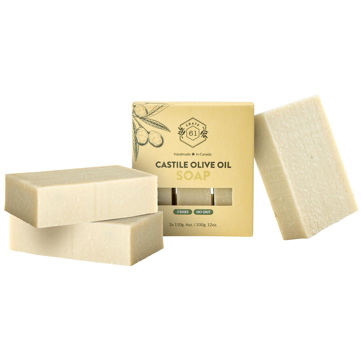 Crate 61 Organics, Handmade in Canada, Plant Based Cold Process Natural Bar Soap For Face And Body, With Premium Essential Oils, For Men And Women 3 Pack (Eucamint)