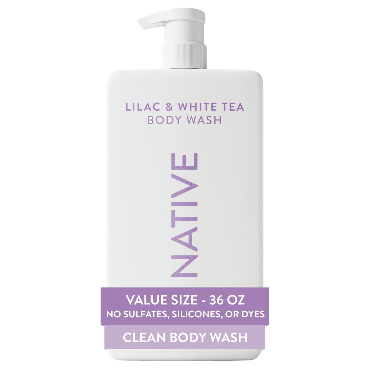 Native Clean Body Wash, Gentle & pH-balanced for Sensitive Skin, 24-Hr Freshness for Women & Men, Vegan & Cruelty-Free, Free of Sulfates, Parabens & Phthalates, Coconut & Vanilla, 36 oz