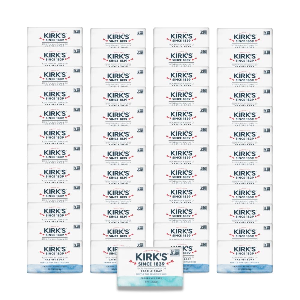 Kirk's Castile Bar Soap, Lavender & Vanilla - Clinically Tested, Safe for Sensitive Skin with Coconut Oil, Vegan and Non-GMO - 4 oz Bars, 6 Pack