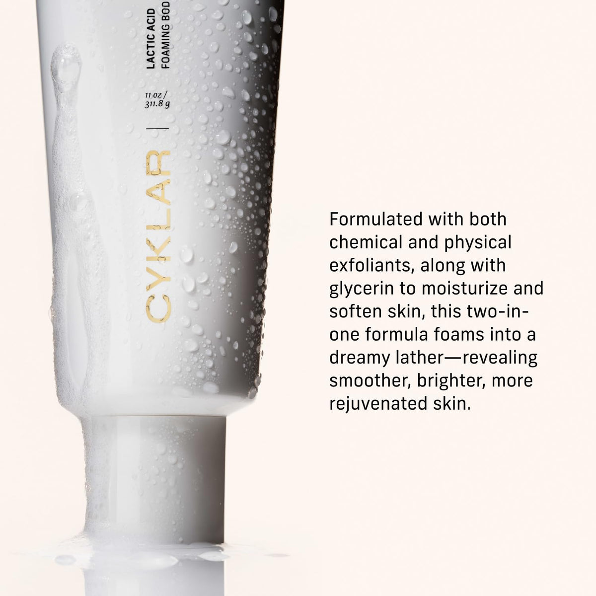Cyklar Lactic Acid Body Polish – Chemical Exfoliator with AHAs & Volcanic Pumice – Added Glycerin for Skin Hydration – Fragrance-Free, 11 fl oz