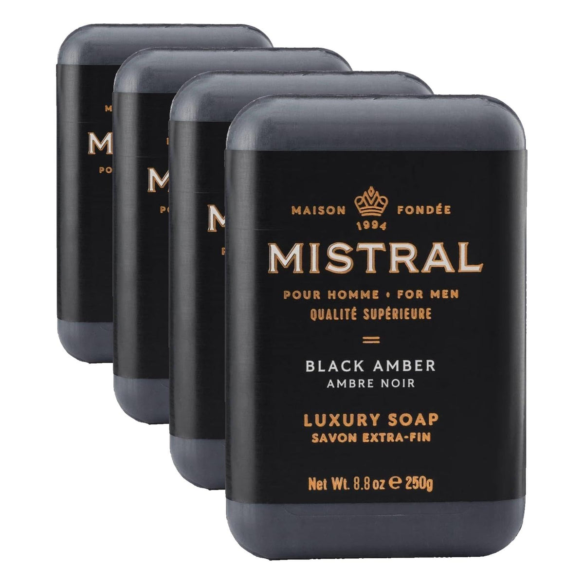 Mistral Men’s Luxury Bar Soap for Men, Classics Gift Set (4 x 8.8 oz)