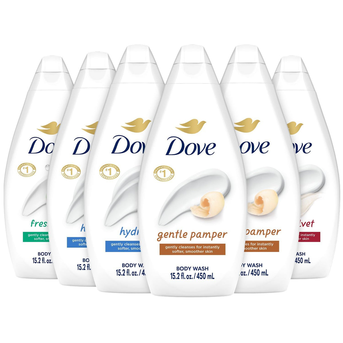Dove Moisturizing Body Wash, Variety 6-Pack, 15.2 Oz Ea