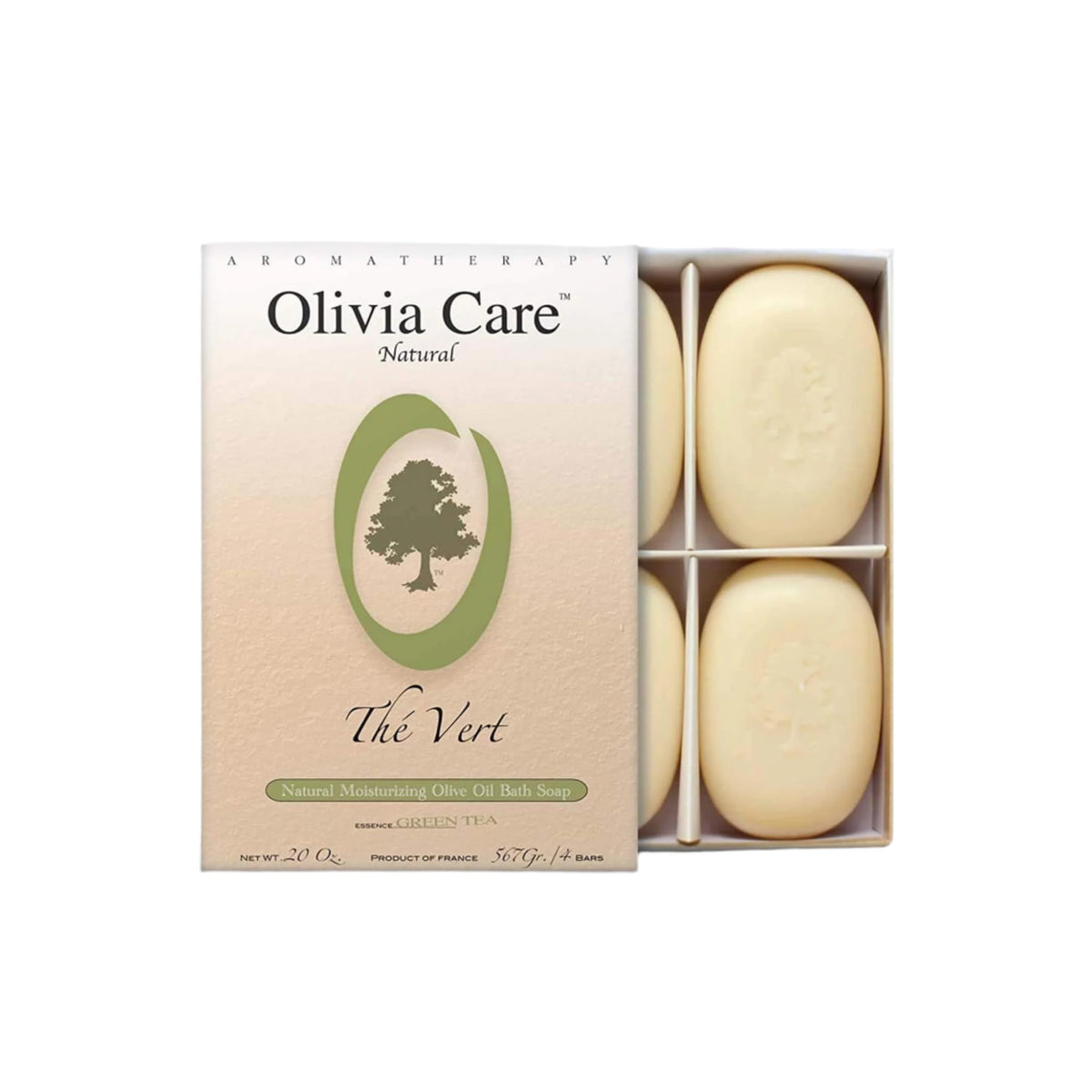 Olivia Care Lavender Bar Soap-4 pack box set - 100% Natural Ingredients, Organic, Vegan - For Face & Body, Cold-pressed Triple-Milled, Hydrating, Moisturizing, Infused Calcium & Vitamins - 4 X 5 oz