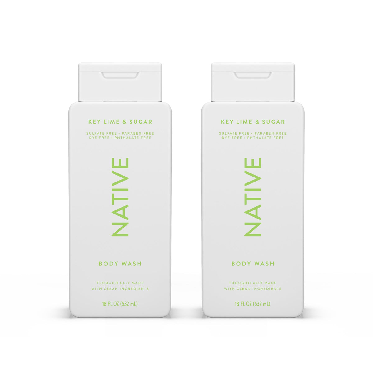 Native Clean Body Wash, Gentle & pH-balanced for Sensitive Skin, 24-Hr Freshness for Women & Men, Vegan & Cruelty-Free, Free of Sulfates, Parabens & Phthalates, Coconut & Vanilla, 18fl oz