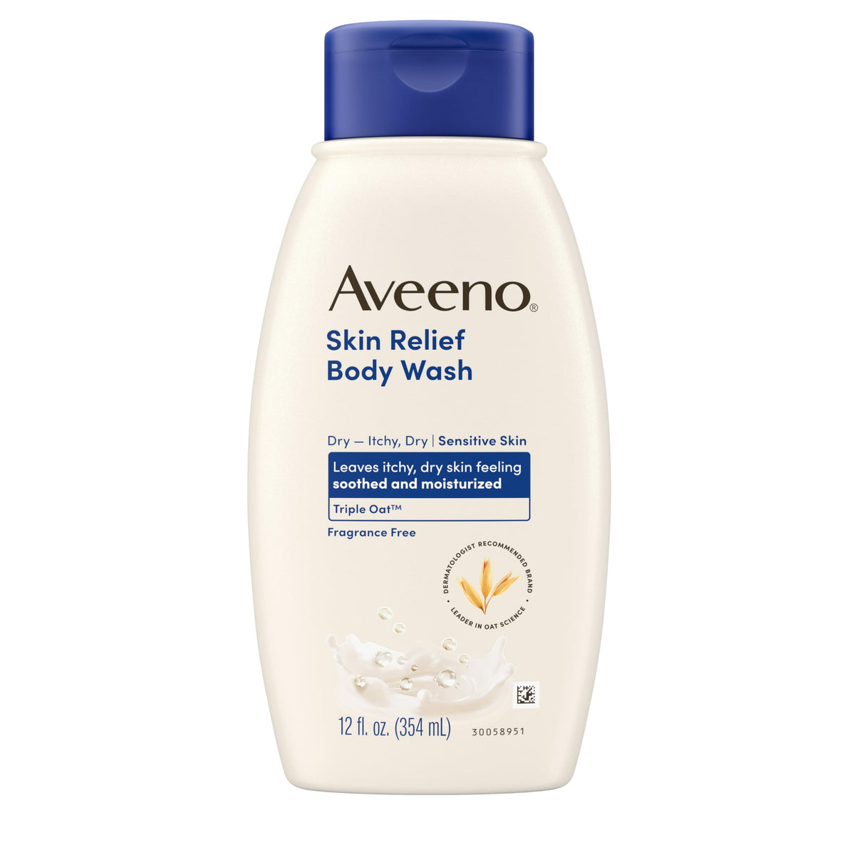 Aveeno Skin Relief Body Wash with Triple Oat Complex, Fragrance-Free, Gentle Daily Body Wash for Sensitive Skin Leaves Itchy, Dry Skin Feeling Soothed & Moisturized 18 Fl Oz