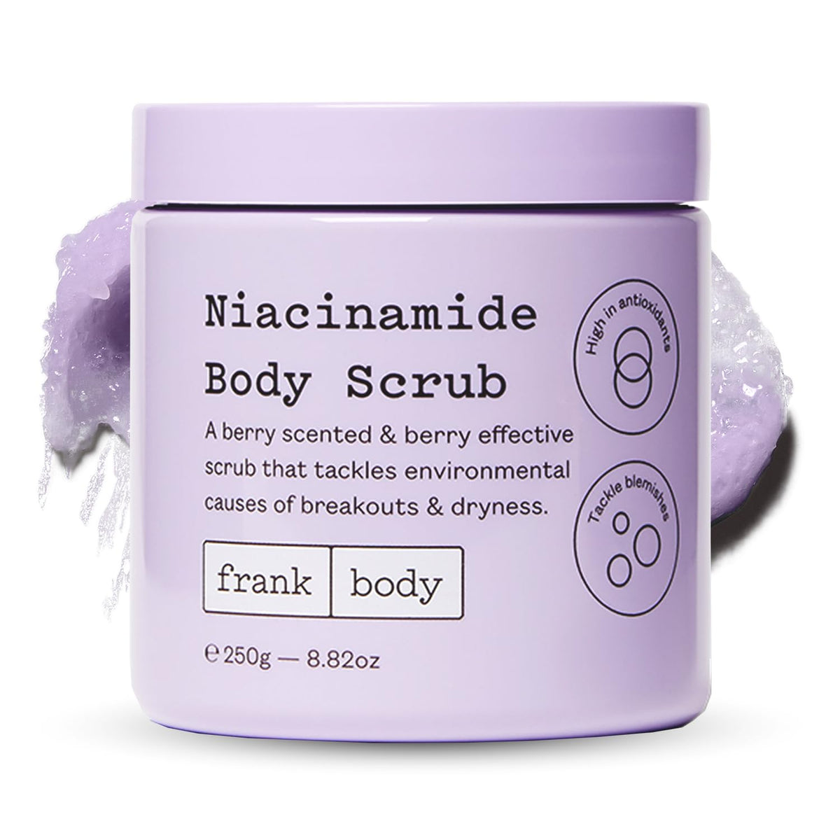 frank body Glycolic Acid Body Scrub | Fights KP & Breakouts, Spots & Tighten Pores | Reduces Acne with Niacinamide & Soothes with Witch Hazel | Glycolic Acid & Pumice | 8.82 oz | Pack of 1