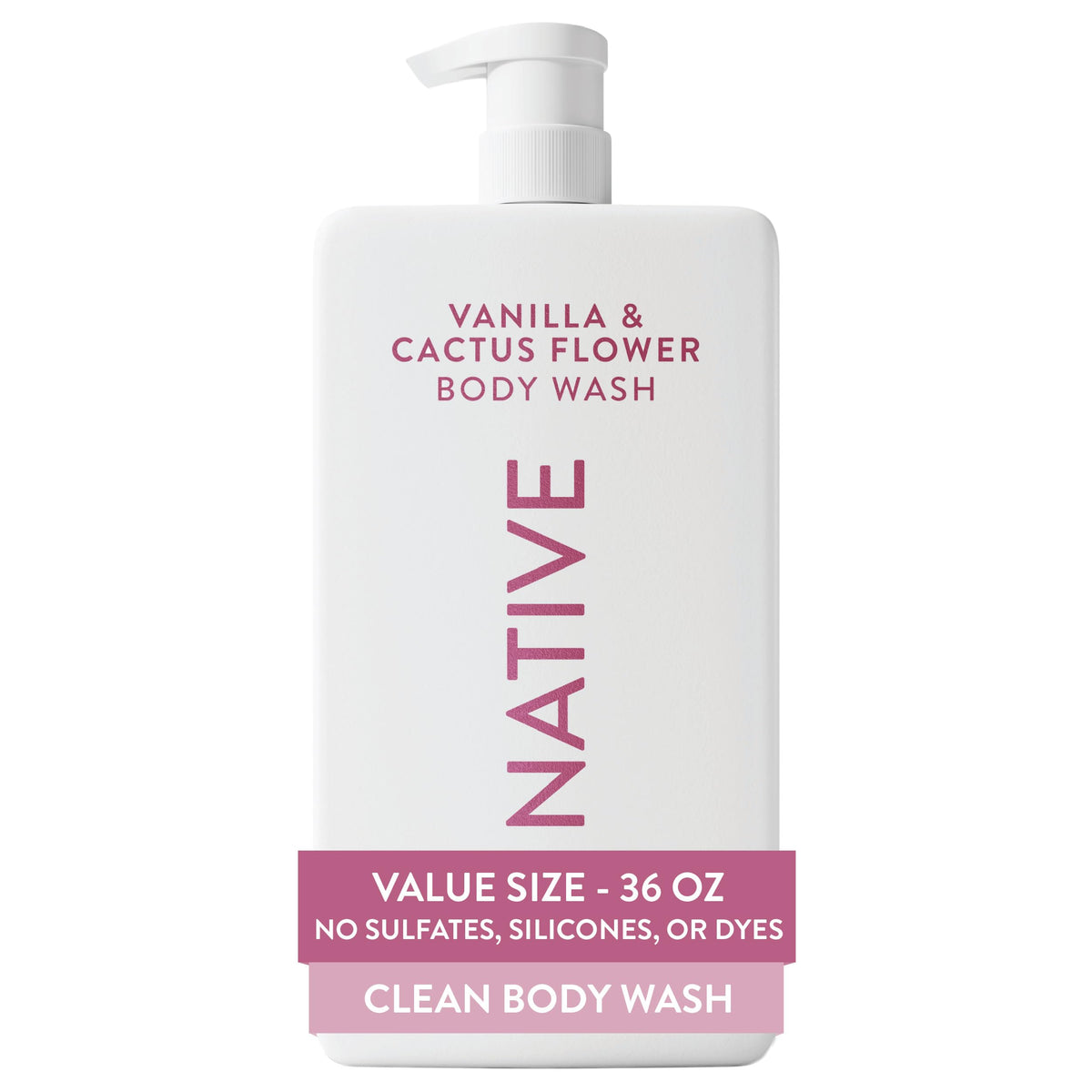 Native Clean Body Wash, Gentle & pH-balanced for Sensitive Skin, 24-Hr Freshness for Women & Men, Vegan & Cruelty-Free, Free of Sulfates, Parabens & Phthalates, Coconut & Vanilla, 36 oz