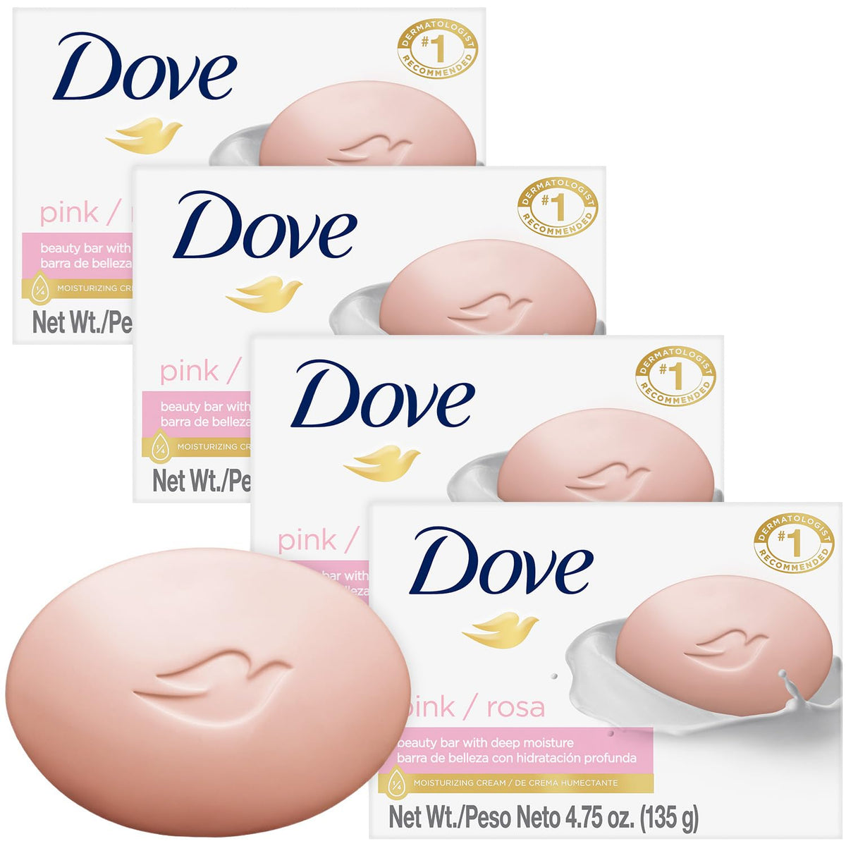 Dove Pink Rosa Beauty Bar Soap 8 Count, Cleanser, 3.75 oz I beauty bar