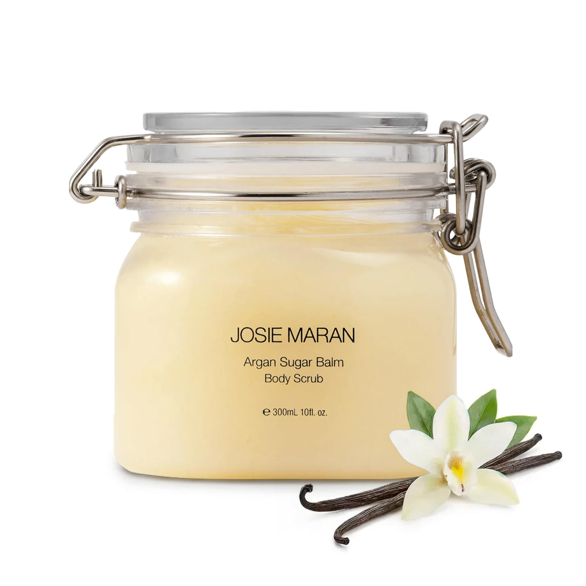 Josie Maran Argan Sugar Balm Body Scrub - Exfoliating Sugar Scrub with 100% Pure Argan Oil & Coconut Oil - Softens, Smoothes & Hydrates Dry Skin - Vegan + Cruelty Free - Vanilla Bean (10 oz)