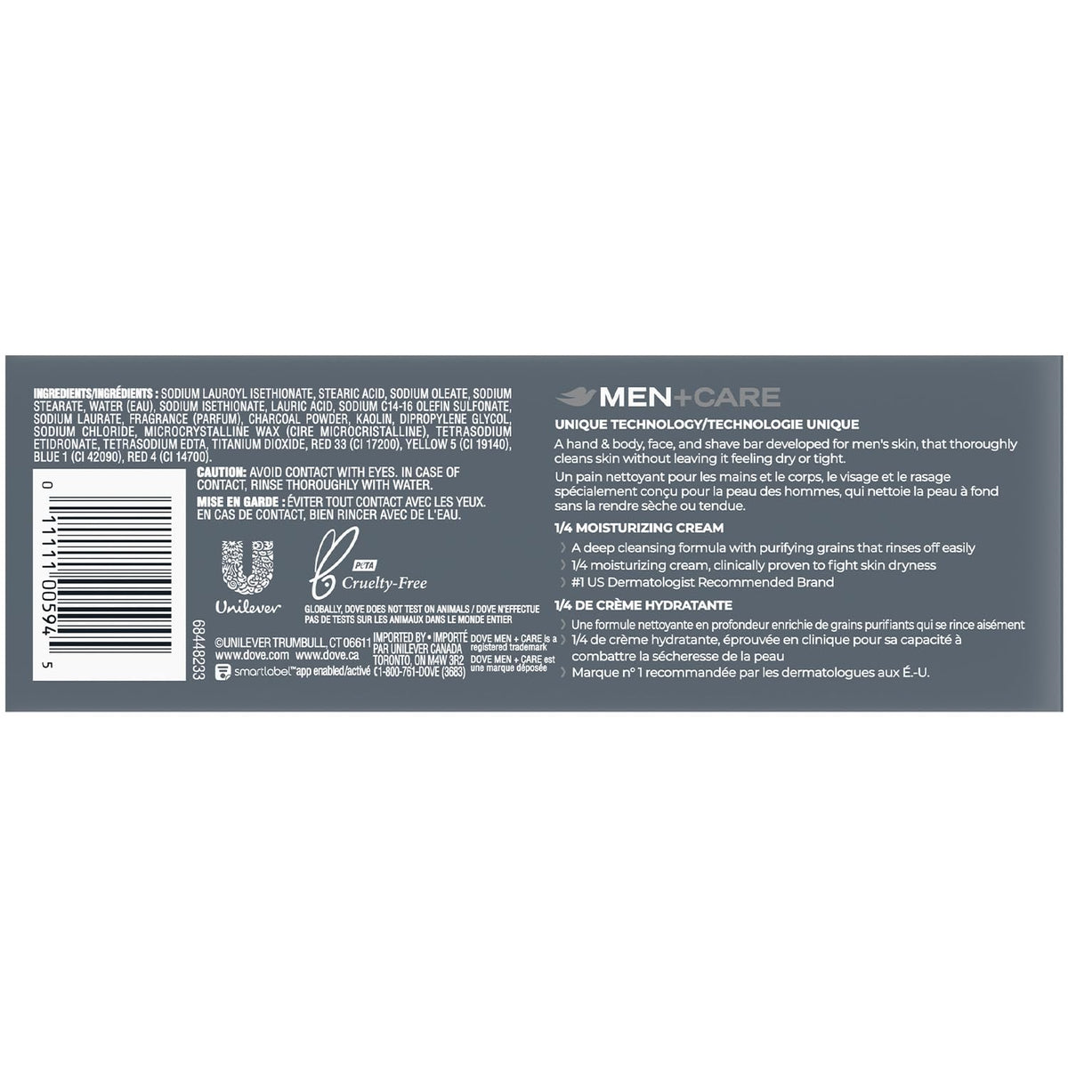 Dove Men+Care Body + Face Bar 2-Pack (12 Bars) – Exfoliating 3-in-1 Charcoal Soap with Clay for Skin Care, Hands & Shaving, 3.75 Oz Ea