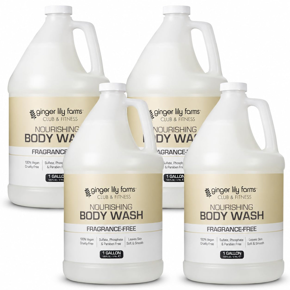 Ginger Lily Farms Club & Fitness Body Wash, 128oz, Fragrance Free
