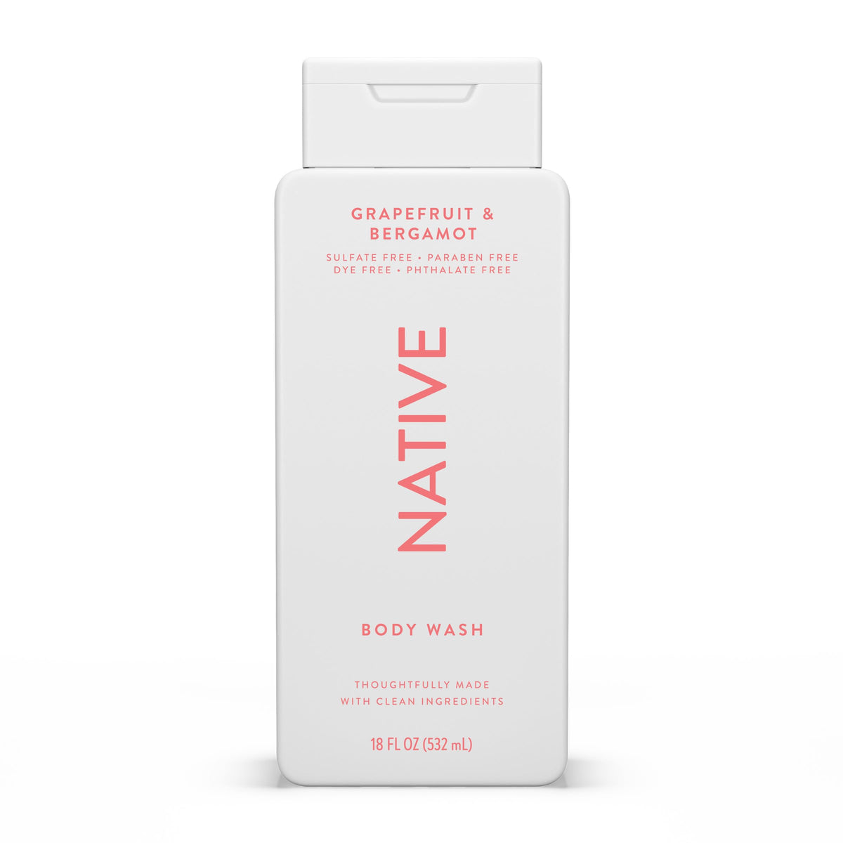 Native Clean Body Wash, Gentle & pH-balanced for Sensitive Skin, 24-Hr Freshness for Women & Men, Vegan & Cruelty-Free, Free of Sulfates, Parabens & Phthalates, Coconut & Vanilla, 18fl oz